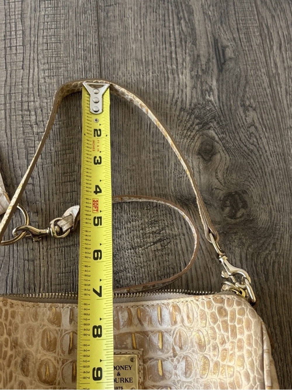 Dooney & Bourke Gold-Accented Cream Croc-Embossed Shoulder Bag - Picture 12 of 12